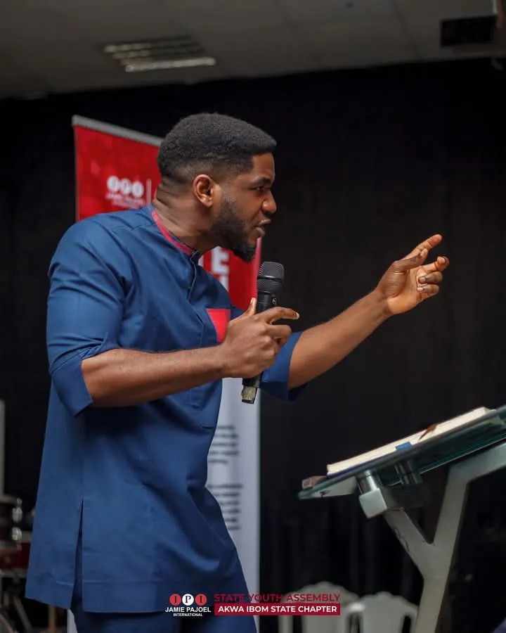 Paul Udah speaking at the State Youth Assembly, Akwa Ibom